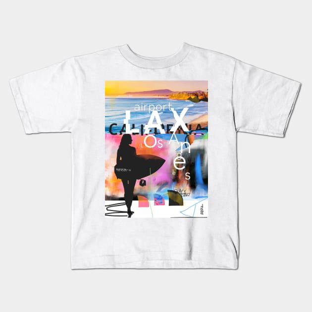 LAX Los Angeles surfing Kids T-Shirt by Woohoo